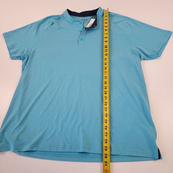 Rhone Men’s Henley Shirt 2XL Blue Athleisure Delta Pique Banded Collar NWT - Picture 4 of 8